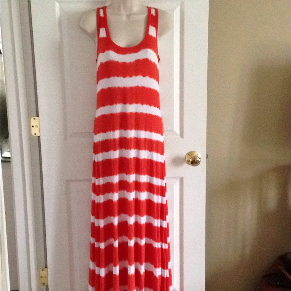 Calvin Klein orange and white maxi dress, 4